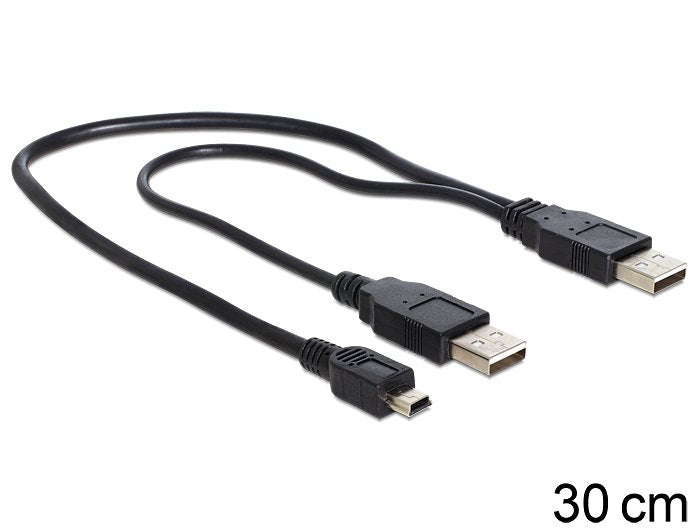 Delock Cable 2 X Usb 2.0-A Male  Usb Mini 5-Pin.30cm