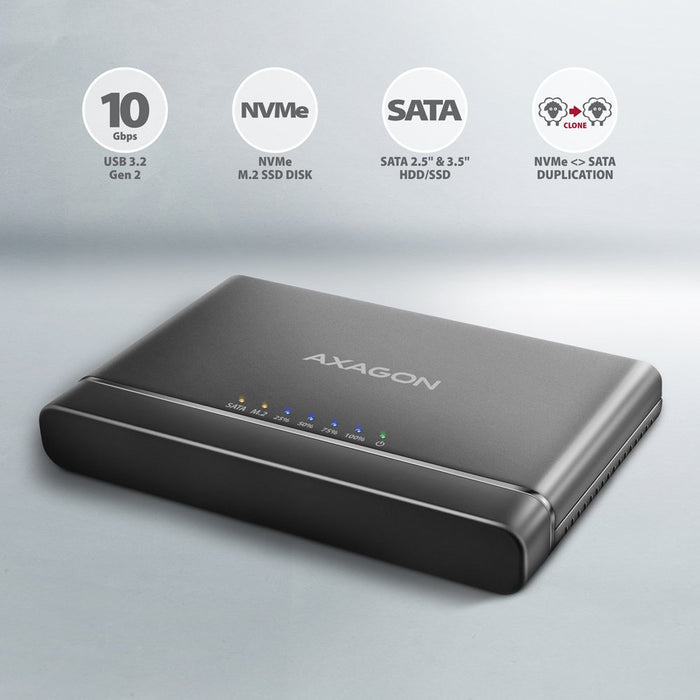 EAN 8595247907332 - Axagon ADSA-CC USB-C 10Gbps - NVMe M.2 SSD & SATA 2.5/3.5 SSD/HDD CLONE MASTER 2 - Digital/Daten - NVMe U imagen 2