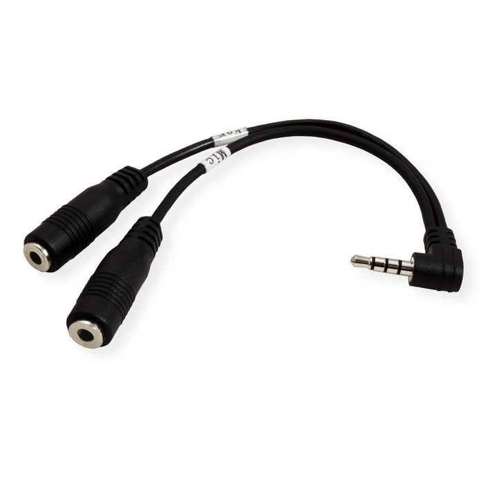 Roline 3,5mm Adapter 4polig (Mikrofon+Lautsprecher), Schwarz, 15 Cm