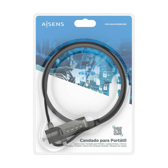 EAN 8435739901212 - AISENS ASLK-D40N03-BK cable antirrobo Negro 1,5 m imagen 7