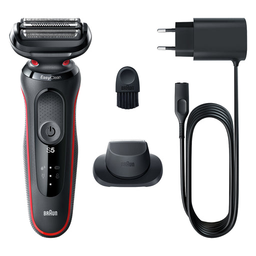 EAN 4210201429333 - Braun Series 5 51-R1200S afeitadora Máquina de afeitar de láminas Recortadora Negro, Rojo imagen 1