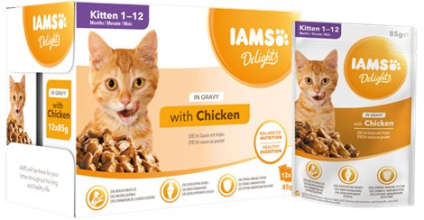 Comida Húmeda Para Gatos Iams Delights Kitten Chicken In Gravy  12 X 85g