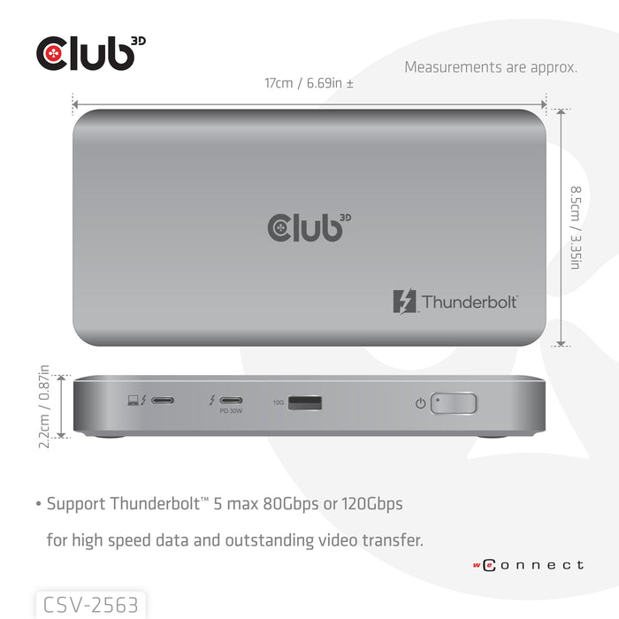 EAN 8719214473495 - CLUB3D CSV-2563 hub de interfaz Thunderbolt 5 120000 Mbit/s Plata imagen 6