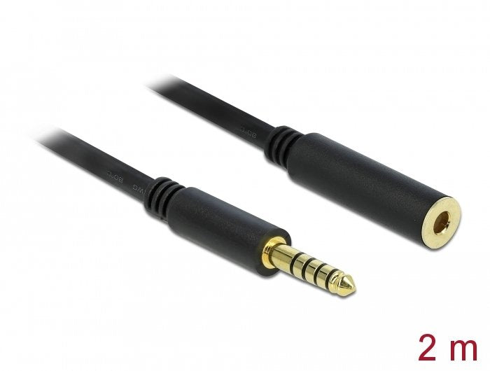 Delock 85797 Cable De Extensión Conector Estéreo 4,4 Mm De 5 Pines, Macho A Hembra 2 M Negro