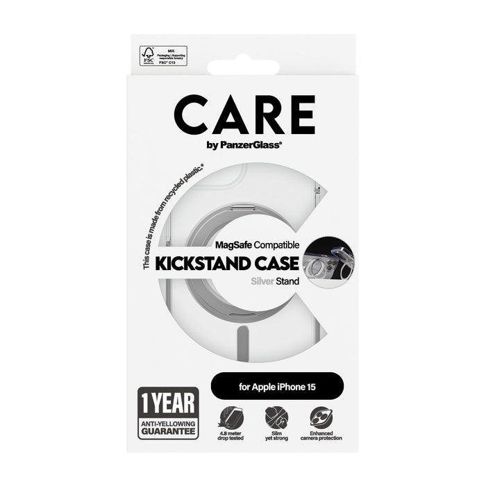 EAN 5715685005480 - PanzerGlass CARE™ by ® Case Transparent w. Silver Kickstand & MagSafe iPhone 15 funda para teléfono móvil imagen 3