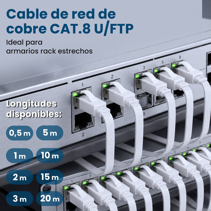 Extralink Lan Patchcord Cat.8 U Ftp 2m 40g Flat Shielded Foiled Twisted Pair Bare Copper White