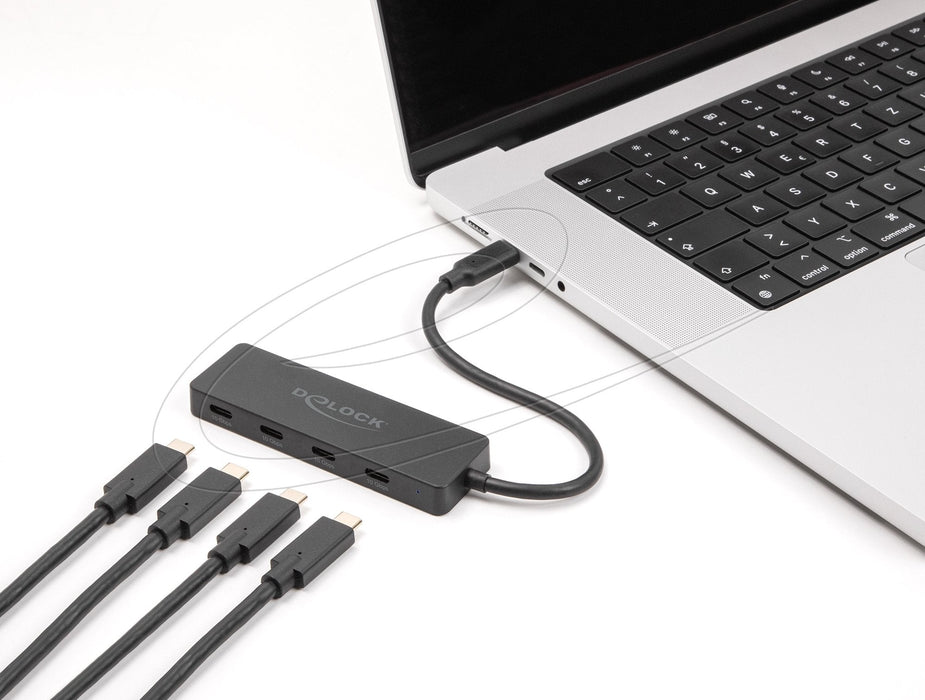 Usb 10 Gbps Usb Type-C Hub Con 4 X Usb Type-C Conector Hembra Negro