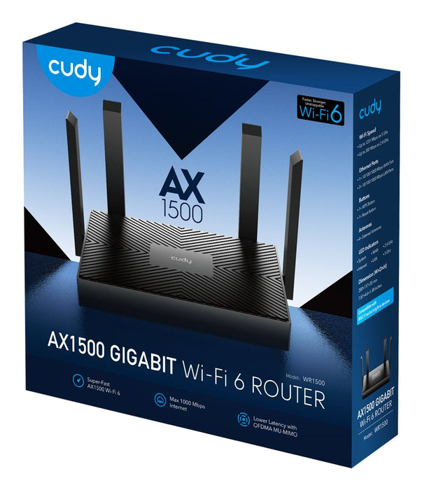 EAN 6971690793159 - Cudy WR1500 router inalámbrico Gigabit Ethernet Doble banda (2,4 GHz / 5 GHz) Negro imagen 5