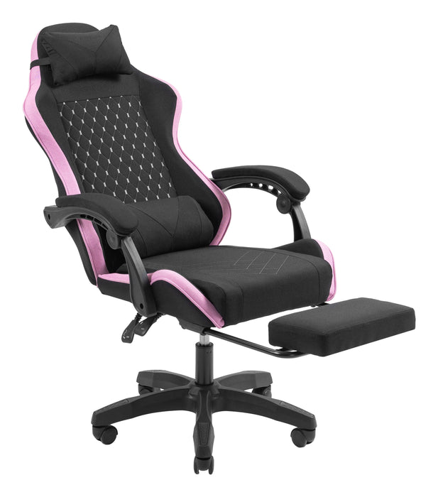 Silla Gamer Mars Gaming Mgcxfgrbl Negra Y Rosa Reclinable Reposabrazos Ajustable Reposapies Cojines
