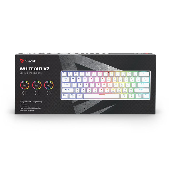 EAN 5901986049357 - Savio WHITEOUT X2 PEACH teclado Juego USB QWERTY Inglés internacional Blanco imagen 11