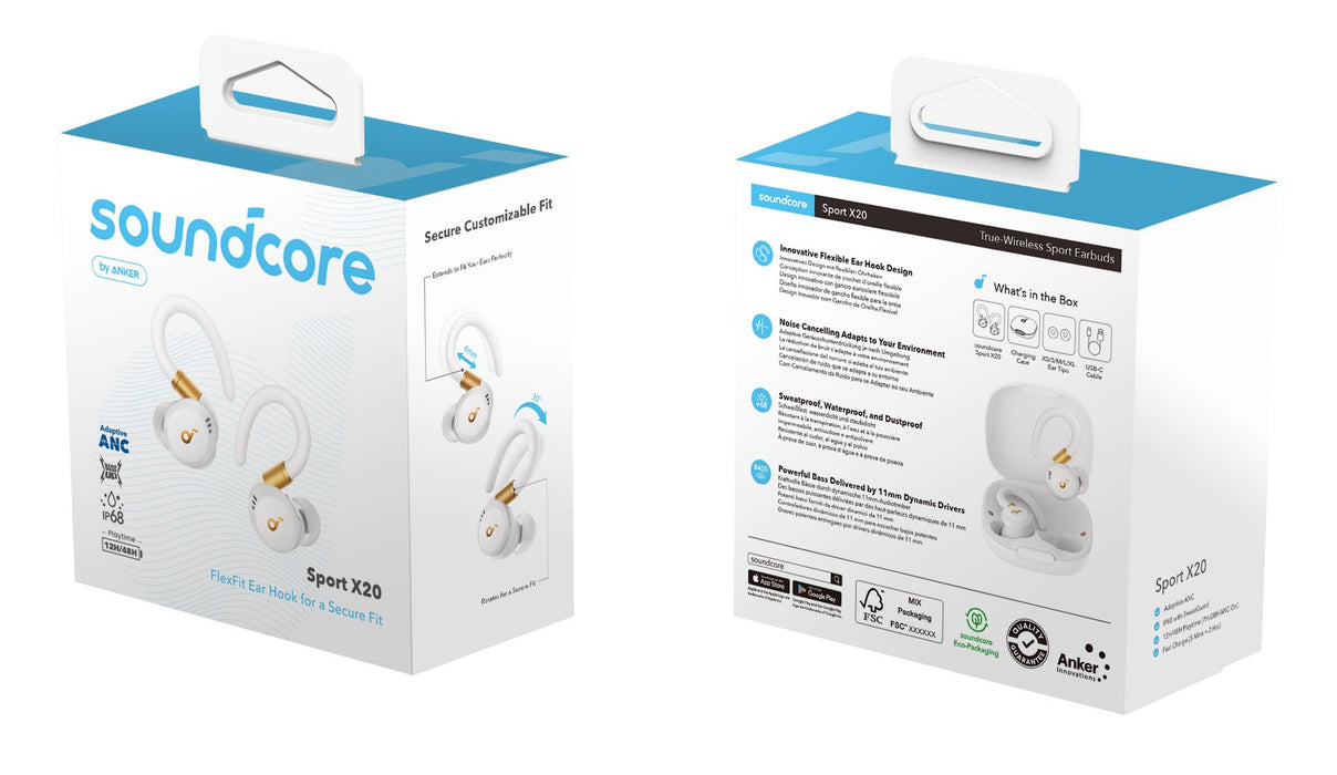 EAN 0194644187002 - Soundcore Sport X20 Auriculares Inalámbrico Dentro de oído Llamadas/Música/Deporte/Uso diario Blanco imagen 7
