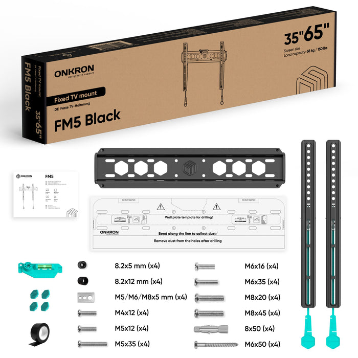 EAN 4603728440378 - ONKRON FM5-B soporte para TV 165,1 cm (65") Negro imagen 2