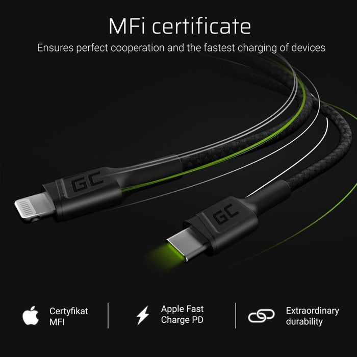 EAN 5903317227762 - Green Cell KABGC07 cable de conector Lightning 1 m Negro imagen 5