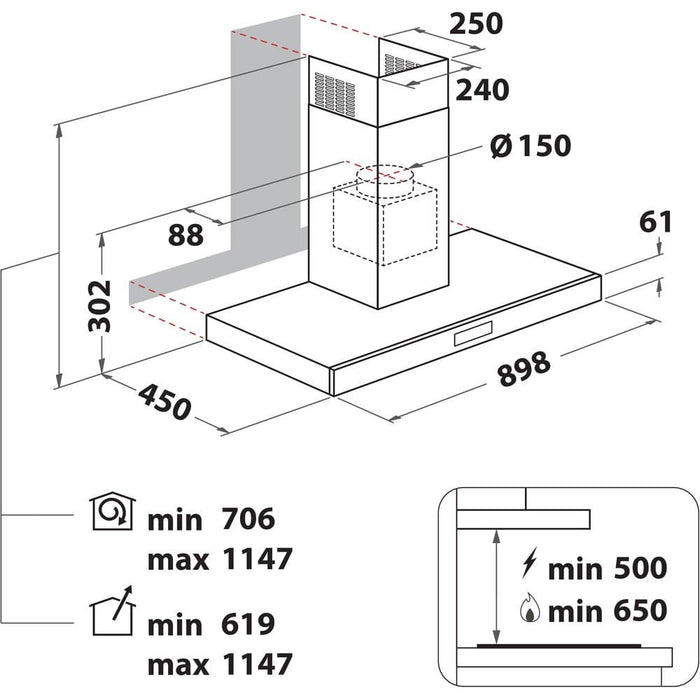 EAN 8003437233210 - Whirlpool AKR 559/3 IX De pared Acero inoxidable 430 m³/h imagen 5
