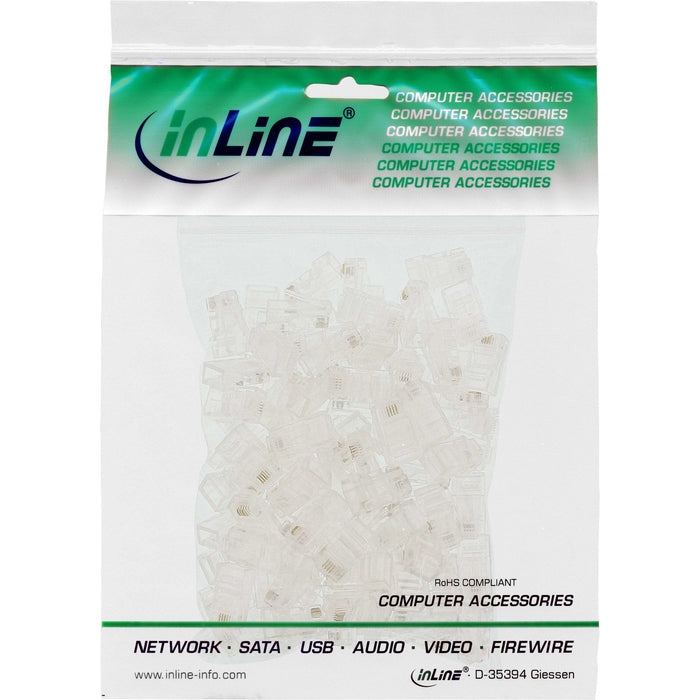 Conector Modular Inline 100pcs 8p4c Rj45 Para Crimpar A Cable Plano Isdn
