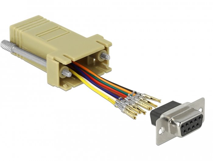 Delock Adaptador Sub-D 9 Pin Hembra A Rj45 Hembra Kit De Montaje Gris