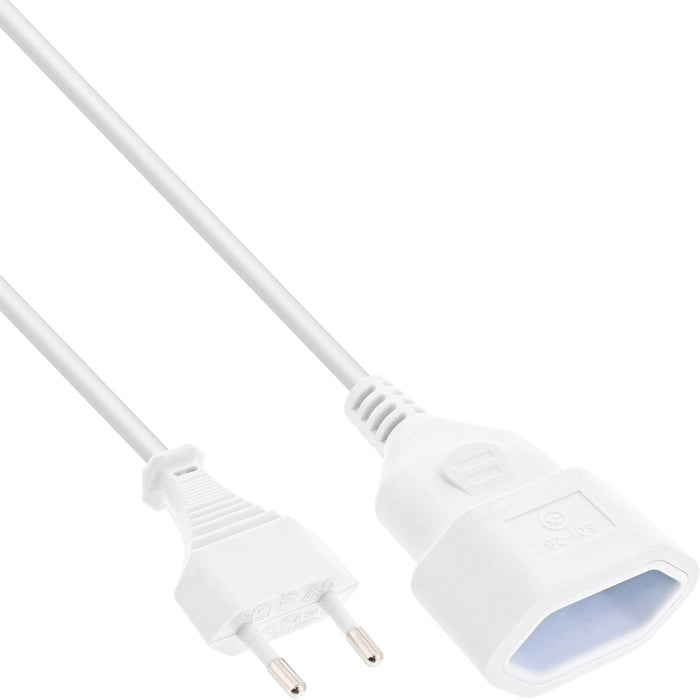 Inline Euro Type C Plug Power Extension Macho A Hembra Blanco 3m