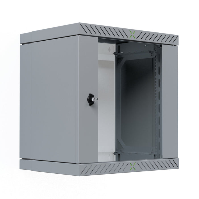 Armario De Pared X-Rack De 19" Con Puerta De Vidrio De 400-600 Mm, 12u, Color Gris.