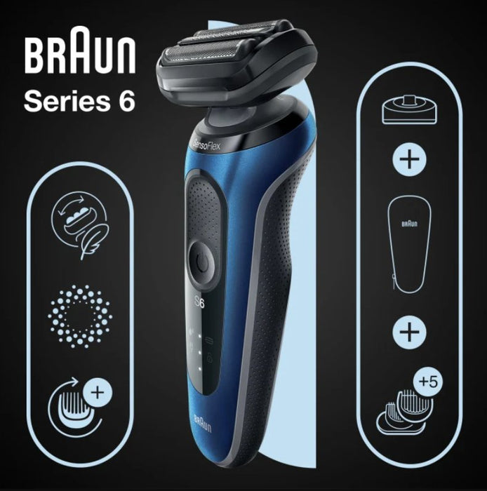 Máquinilla Braun Series 6 61-B4500cs De Afeitar De Láminas Recortadora Negro, Azul