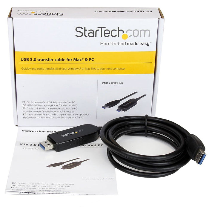 Startech.Com Usb 3.0 Data Transfer Cable For Windows & Mac 2m (6ft) Adaptador De Conexión Directa Usb 3.0 Usb 3.0 Negro