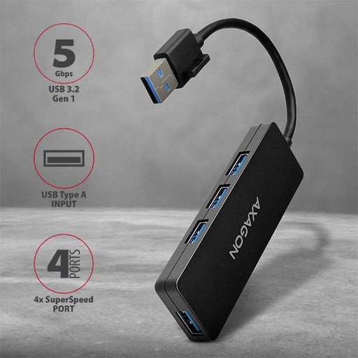 EAN 8595247904362 - Axagon HUE-G1A hub de interfaz USB 3.2 Gen 1 (3.1 Gen 1) Type-A 5000 Mbit/s Negro imagen 2