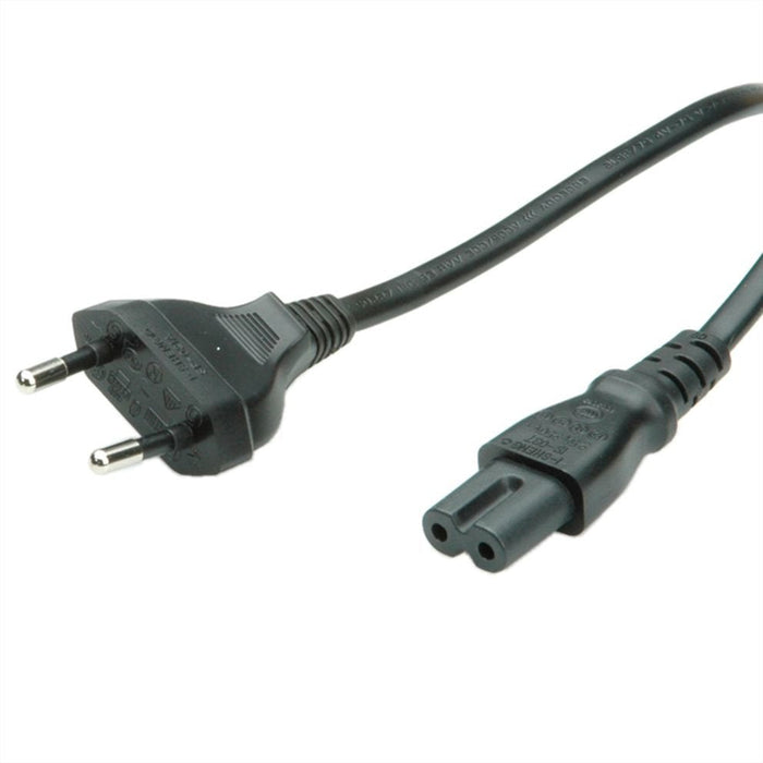 Value Netzcable Euro-Flachstecker Auf C7, 2polig, Schwarz, 1 M