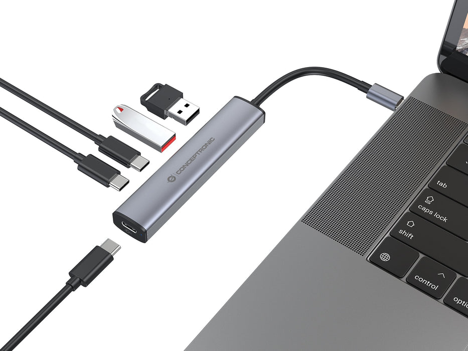 Conceptronic 4-1 Dock Usb-C->2xusb-C 2xusb-A 100wpd Gr