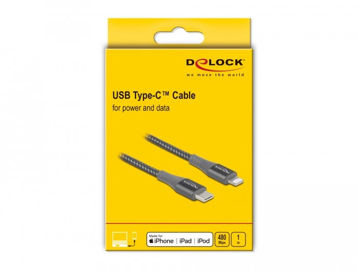 Delock Cable Datos Y Carga  Usb Tipo-C A Lightning Para Apple 1 M Mfi