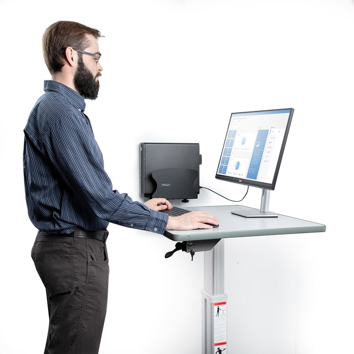 Startech.Com Pc Wall Mount Bracket For Desktop Computers Up To 40lb Toolless Width Adjustment 1.9-7.8in (50-200mm) Heavy-Duty Steel Cpu Tower/Case Shelf/Holder Includes Mounting Hardware And Spacers (2ns-Cpu-Wall-Mount) Soporte De Montaje E