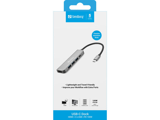 EAN 5705730136320 - Sandberg 136-32 base para portátil y replicador de puertos Alámbrico USB 3.2 Gen 1 (3.1 Gen 1) Type-C Gri imagen 2