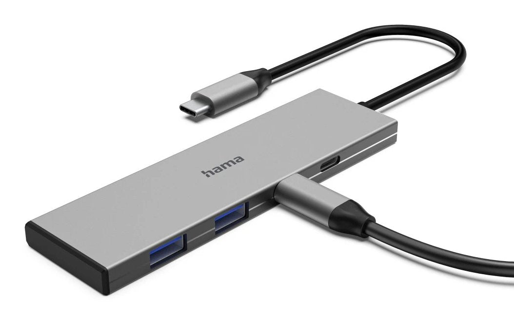 Hama Essential Hub Usb 3.2 - Potencia Maxima 100w - Cable Usb-C Integrado De 15cm - 2x Usb-C - 2x Usb-A - Power