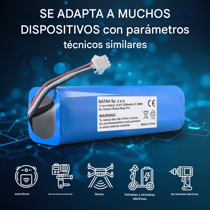 EAN 5906168630651 - Extralink Xiaomi Robot Mop Pro INR18650 MA1-4S1P-SC | Baterija, akumuliatorius | 3200 mAh 47,36 Wh baterí imagen 12