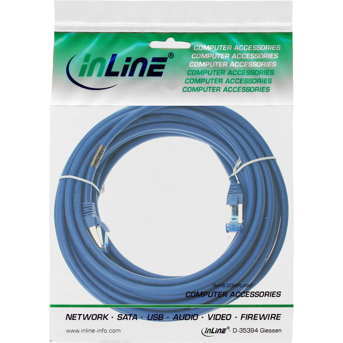 Cable De Red Inline S/Ftp Pimf Cat.6a Libre De Halógenos 500mhz Azul 15m