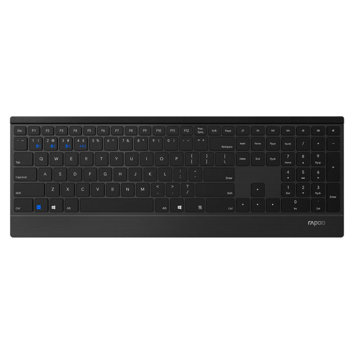 Rapoo Cableloses Multi-Mode-Deskset 9500m Qwertz Keyboard + Mouse Black