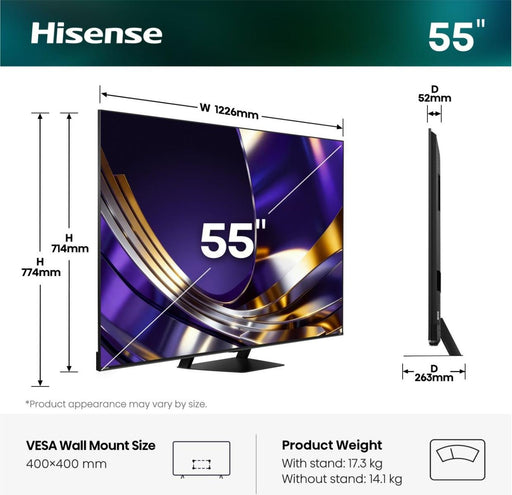 EAN 6942351437132 - Hisense 55U7DS PRO 139,7 cm (55") 4K Ultra HD Smart TV Wifi Negro imagen 2