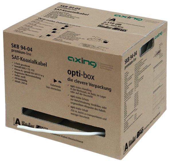 Axing Skb 94-04 Koaxialcable 3fach 250m Box Geschirmt Vodafone Kl.A+ 10db Eca