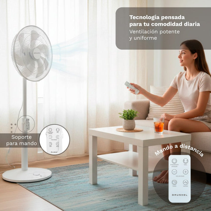Ventilador De Pie Grunkel Fs-14t 25w 7 Aspas 35cm 12 Velocidades