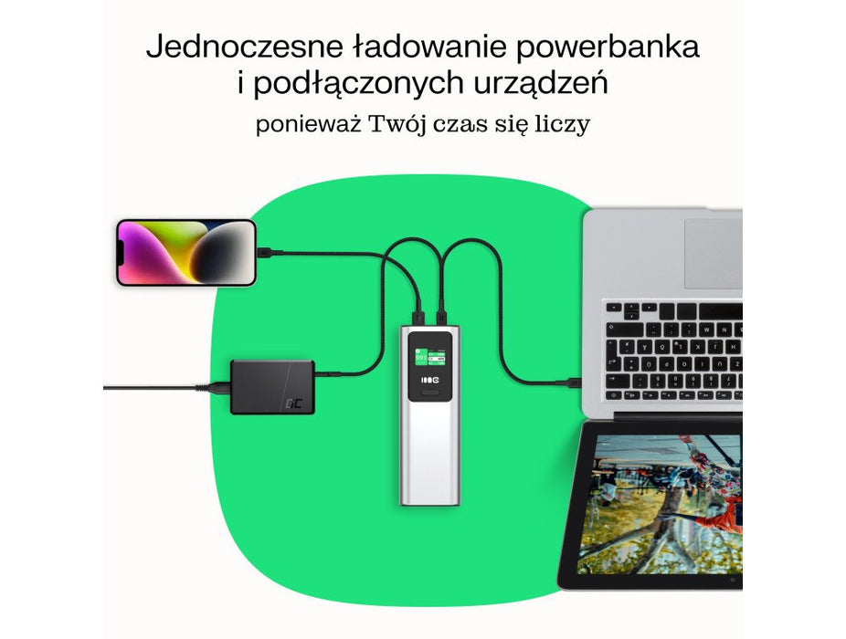 EAN 5904326374713 - Green Cell GC PBGC25UD - Powerbank PBGC25UD, 25200 mAh, 140 W, 1x USB-A, 2x USB-C Ión de litio Aluminio,  imagen 11