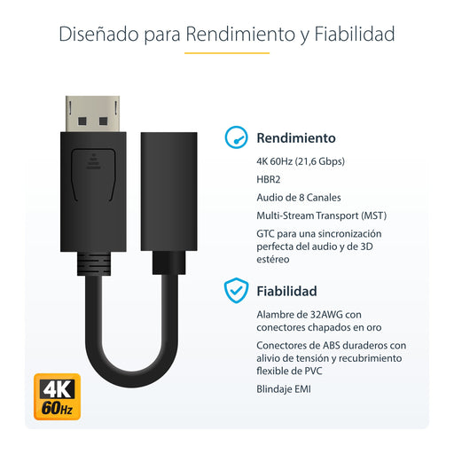 EAN 0065030839921 - StarTech.com DP2MDPMF6IN cable DisplayPort 0,152 m Negro imagen 5