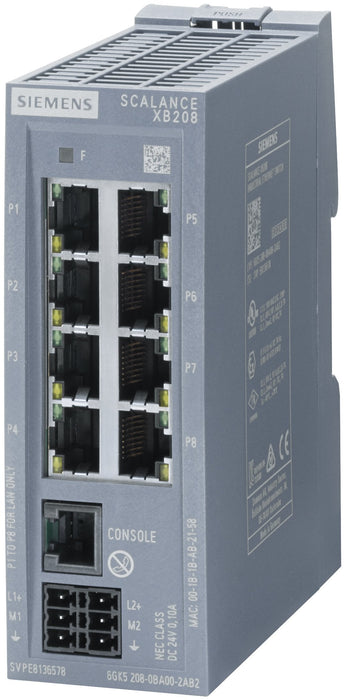 Siemens Siem 6gk5208-0ba00-2tb2 Scalance Xb208 Manage-Barer Layer 2 Ie-Switch 8x - Switch - Switch - 0,1 Gbps