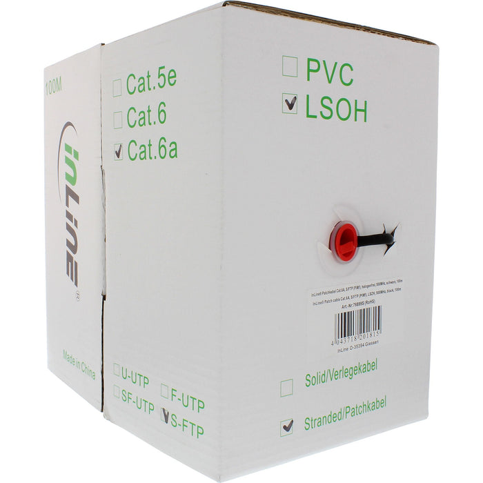 Cable De Red Inline S/Ftp Pimf Cat.6a Libre De Halógenos 500mhz Negro 100m
