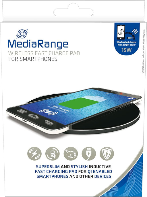 EAN 4260664872719 - MediaRange MRMA118 cargador de dispositivo móvil Smartphone Negro USB Cargador inalámbrico Carga rápida I imagen 1