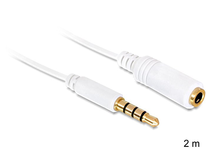 Delock Cable Jack 3.5mm 2m M/H Alargo Blanco