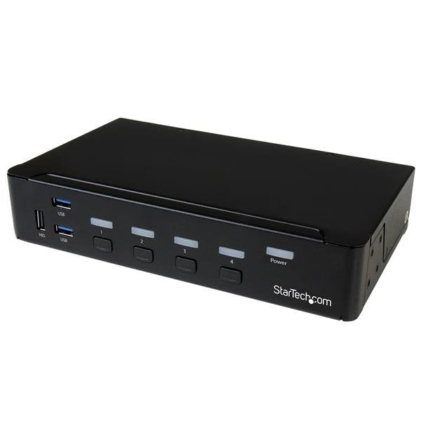 Startech.Com Switch Conmutador Kvm De 4 Puertos Displayport 4k Con Hub Usb 3.0 Para Periféricos Conmutador Kvm / Usb 4 X Kvm / Audio / Usb + 3 X Superspeed Usb 1 Usuario Local Montaje En Rack Ca 120/230 V / Cc 9 12 V Para P/N: Sv431rack