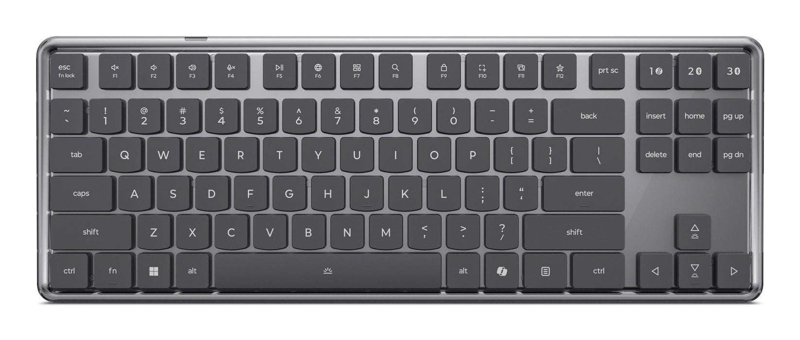 Lenovo 4y41v37355, Tenkeyless (80 - 87 %), Con Cable & Inalámbrico, Usb + Rf Wireless + Bluetooth, Optischer Schlüsselschalter, Led, Gris