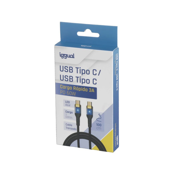 Iggual Cable Usb-C A Tipo C 3a 100 Cm Trenzado Led
