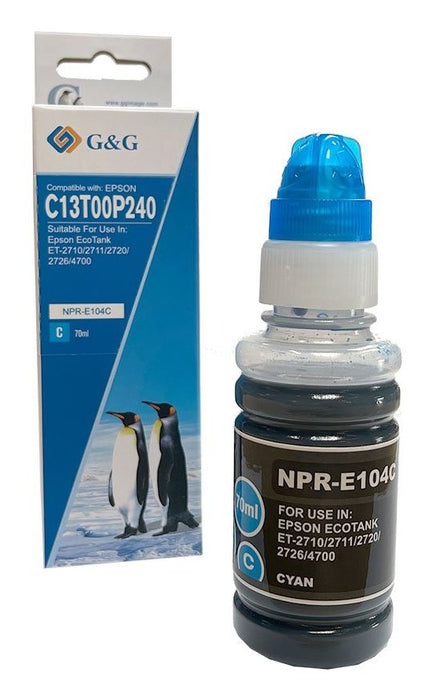 G&G Tinte Komp. Con Epson 104 C13t00p240 Ecotank 70ml Cyan