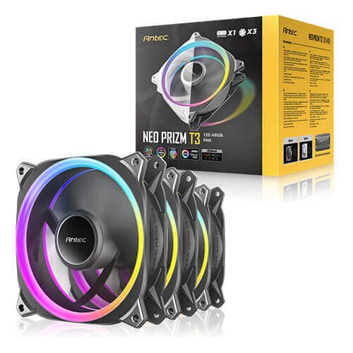 Pack De 3 Ventiladorados De Caja Antec Neo Prizm T3 Rgb - 12cm (Negro)
