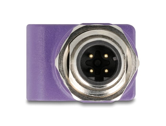 Delock M12 Adapter D-Kodiert 4 Pin Stecker Zu Rj45 Buchse Cat.5e Mit Befestigungsloch Gerade Violett