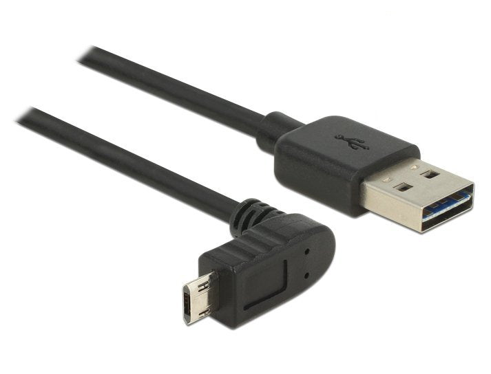 Delock Cable Easy-Usb 2.0 Typ-A Stecker > Easy-Usb 2.0 Typ Micro-B Stecker Gewinkelt Oben   Unten 2 M Schwarz